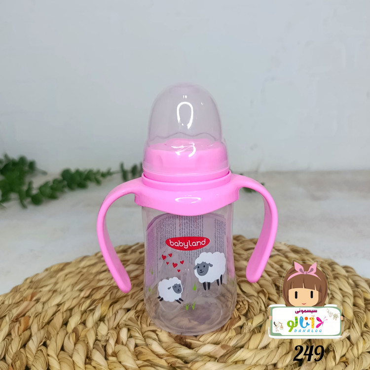 شیشه شیر دستهدار بی بی لند Baby Land کد 249 ظرفیت 150 میلیلیتر