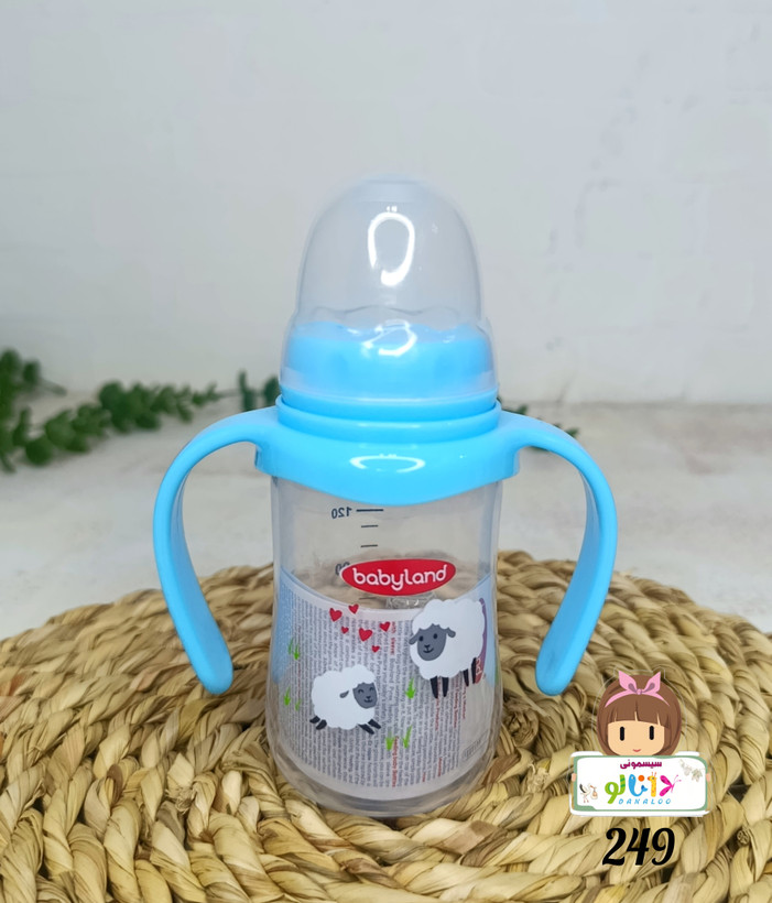 شیشه شیر دستهدار بی بی لند Baby Land کد 249 ظرفیت 150 میلیلیتر